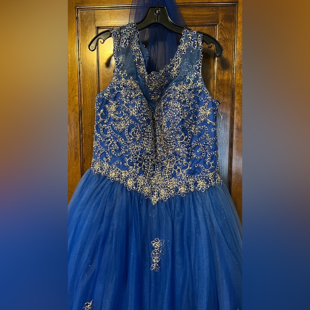 Blue Prom Dress Never Worn Sparkle Around Waist